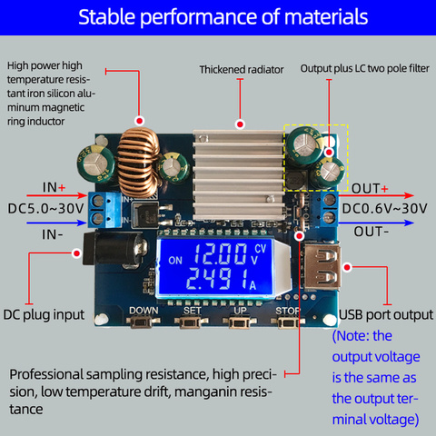 SK35L DC 0.6-30V 4A 35W 5V 6V 9V 12V 24V Boost/Buck CC CV Regulated Adjustable DC Power supply Module laboratory power supply ► Photo 1/6