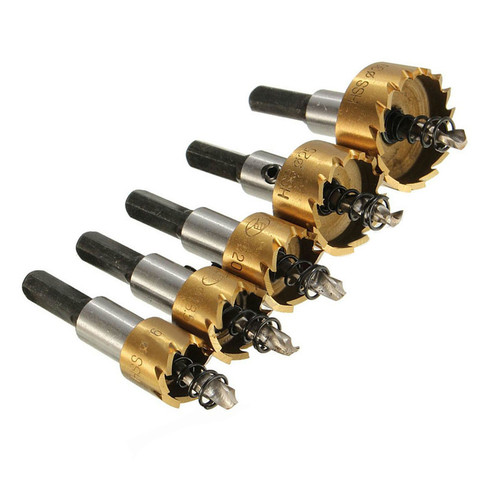 5pcs HSS Hole Saw Stainless Steel Alloy Metal Milling Cutters Drill Bit Set 16/18.5/20/25/30mm With Wrenches ► Photo 1/6