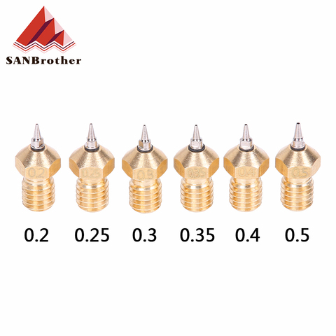 3D Printer Parts M6 V5 V6 Nozzle Airbrush Adapter Set 0.2/0.3/0.4/0.5mm Removable Stainless Steel Tips For E3D V6 Hotend 1.75mm ► Photo 1/6