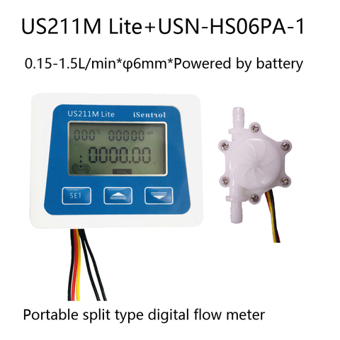 US211M Lite Portable Digital Flow Meter with USN-HS06PA 6mm OD hose barb Flow Sensor Isentrol Technology ► Photo 1/6