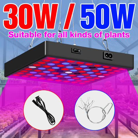 LED Grow Plant Light LED 30W 50W Growing LED Full Spectrum Lamp Greenhouse Light AC100-277V Flower Grow Tent Lamp US EU UK Plug ► Photo 1/6