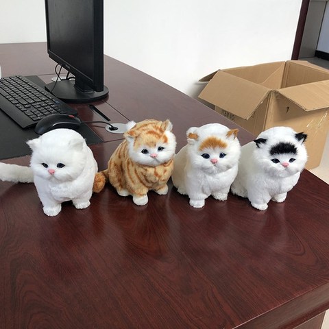 Cute Simulation Cat Plush Toy with Sound Lovely Simulation Animal Doll Gift for Children Home Decoration Fake Toys ► Photo 1/6