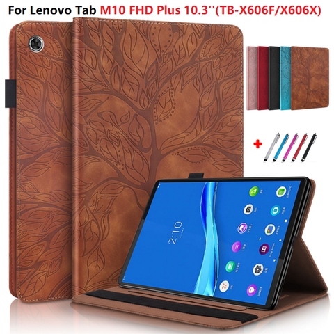 Case for Lenovo Tab M10 FHD Plus 10 3 Case TB-X606F TB-X606X Embossed Leather Wallet Tablet Funda for Lenovo Tab M10 Plus 10.3 ► Photo 1/6