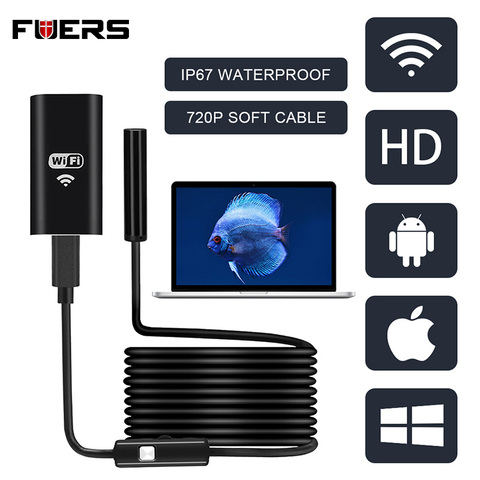 FUERS WIFI Endoscope Camera HD 720P 8mm Lens Wireless Inspection Soft Cable Waterproof Borescope Android IOS Phone Endoscope ► Photo 1/6