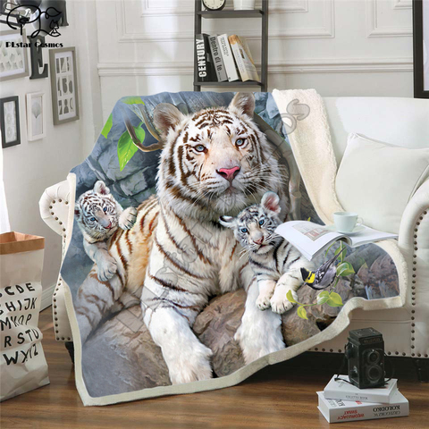 Tiger 3D Printing Plush Fleece Blanket Adult Fashion Quilts Home Office Washable Duvet Casual Kids Girls Sherpa Blanket animal03 ► Photo 1/3