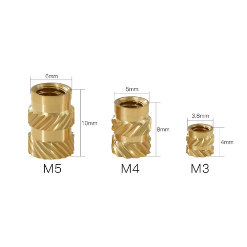 Mellow Brass Hot Melt Inset Nuts Heating Molding Copper Thread 3D Printer Parts SL-type Double Twill Knurled Injection Brass Nut ► Photo 1/6
