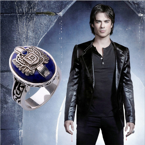 Movie Finger Ring The Vampire Diaries Ring Anillos Salvatore Damon Reborn Rings Fashion Cosplay Gift Accessories ► Photo 1/6