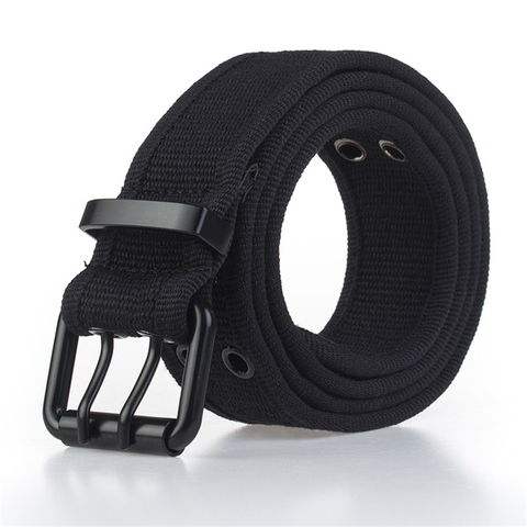 Wholesale Canvas Men Belt Double Pin Buckle Waistband Men Male Canvas Belts  Fashion Belts