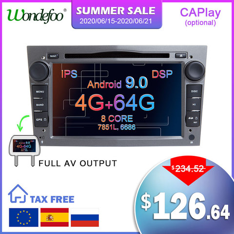 GB IPS DSP 4GB Android 9.0 2 DIN CAR GPS for opel Vauxhall Astra H G J Vectra Antara Zafira Corsa Vivaro Meriva Veda DVD PLAYER ► Photo 1/6