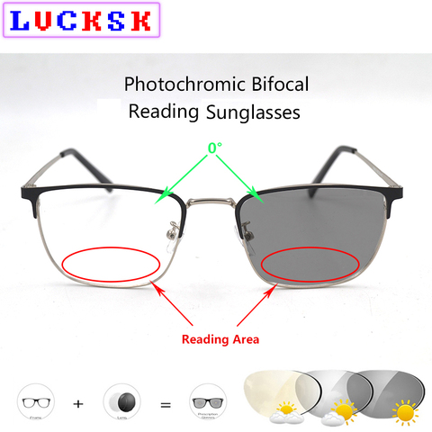 Sun Photochromic Bifocals Reading Glasses Magnifier For Women Men Titanium Square Frame  Look Near Far Presbyopic Sunglasses ► Photo 1/6