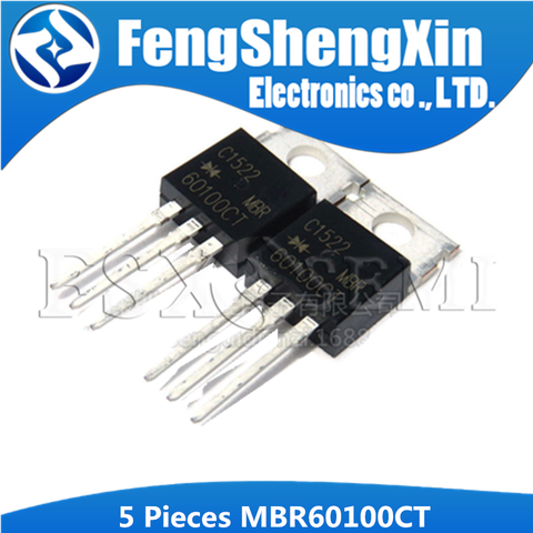 5pcs MBR60100CT TO220 MBR60100 TO-220 60100CT Schottky diode 60A 100V ► Photo 1/1