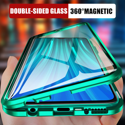 360 Magnetic Adsorption Metal Case For Xiaomi Redmi Note 9 8 7 K20 Pro 8T 9A 8A Mi Note 10 Lite Poco X3NFC F1 F2 Pro Glass Cover ► Photo 1/6