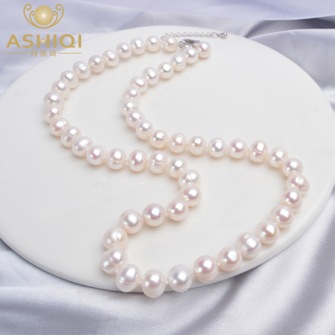 ASHIQI Natural Freshwater Pearl Necklace  Near Round Pearl Jewelry for Women Wedding Gifts for The New Year 2022 Trend ► Photo 1/6