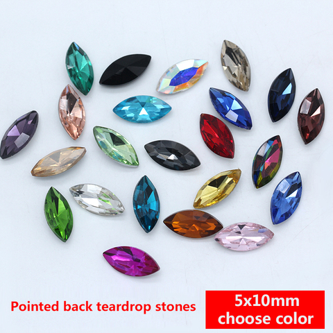 All Colors all size navette Glass Crystal POINTED BACK Rhinestones foiled fancy stones 4x8mm 5x10mm 6x12mm 7x15mm ► Photo 1/2
