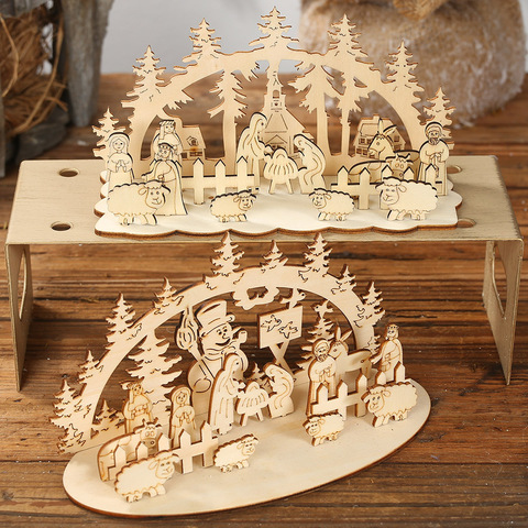Creative DIY Wooden Crafts Christmas Ornaments Merry Christmas Home Desktop Decorations New Year Decorations Kids Gift ► Photo 1/6