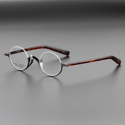 New High Quality Pure Titanium Men Glasses Frames Semi-rim Retro Round Optical Myopia Women Eyeglasses Lightweight Spectacles ► Photo 1/1