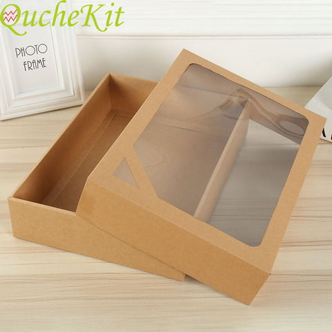 Kraft Paper Box Christmas Gift Packaging Gift Boxes Window Candy/Cake/Soap/Cookie/Cupcake Display Box For Baby Shower Wedding ► Photo 1/6