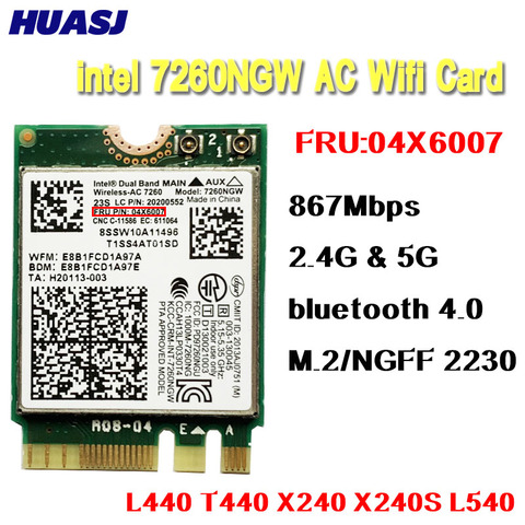 Huasj Intel Wireless-AC7260 7260NGW AC 867M wifi bluetooth 4.0 network card for Lenovo T440 X240 B40 B50 Y40 Y70 Y50 FRU 04X6007 ► Photo 1/5