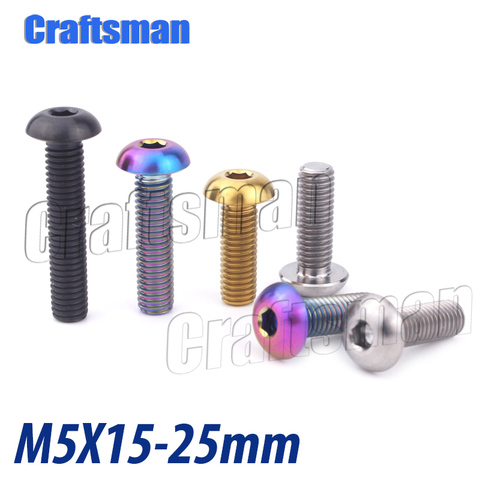 1Pcs Titanium Bolts M5*15 20 25mm Half Round Head Hex Screw for Bicycle Motorcycle Car Refit Repair Bolt Ti Screw ► Photo 1/5