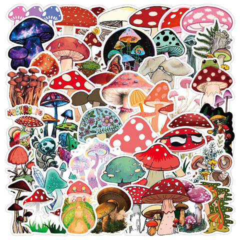 50PCS Colorful Mushroom Stickers DIY Fridge Skateboard Guitar Laptop Waterproof Graffiti Sticker Joke Decal for Kid Toys Gift ► Photo 1/6