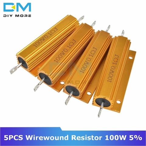 5PCS 0.5R 1R 2R 4R 6R 8R 10R 20R 100W 5% +5% -5% Aluminum Shell Housed Case Power Wirewound Resistor 0.5/1/2/4/6/8/10/20/50 Ohm ► Photo 1/6