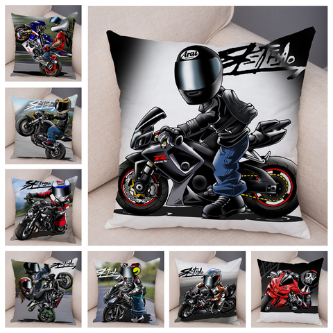 Extreme Sports Cushion Cover Decor Cartoon Motorcycle Pillowcase Soft Plush Colorful Mobile Bike Pillow Case for Sofa Home Car ► Photo 1/6