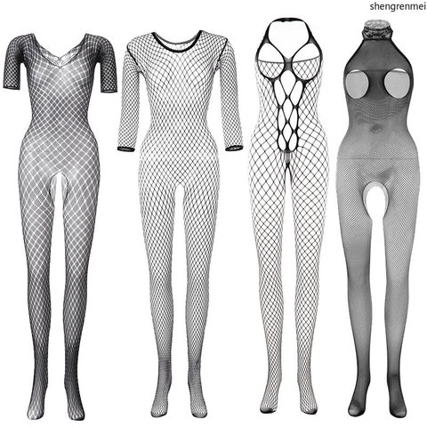 2022 New Sexy Sleepwear Open Crotch Bodysuit Teddy Porno Body Stockings Sex Erotic Mesh Nighties Lingerie for Women Underwear ► Photo 1/6