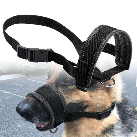 Hot Pet Nylon Adjustable Mask Bark Bite Soft Mouth Muzzle Grooming Anti Stop Chewing For Small Large Dog Black Barking Chewing ► Photo 1/6