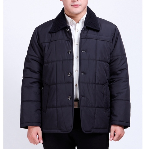 Middle-aged and elderly men add fertilizer XL winter thick coat button down cotton papa fat fat guy warm cotton jacket 120 kg ► Photo 1/6