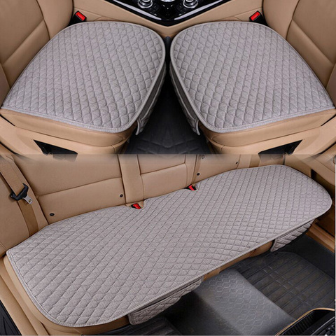Flax Car Seat Cover Four Seasons Front Rear Linen Fabric Cushion