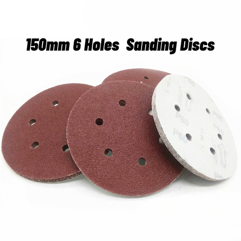 20pcs 6 Inch 150mm Round Sandpaper Six Hole Disk Sand Sheets Grit 40-800 Hook And Loop Sanding Disc Polishing Sheets ► Photo 1/6