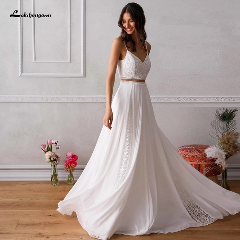 Vestidos Two Piece Wedding Dress for Chic Boho Bridal Reception Wedding Party Gowns 2022 Trouwjurk Lace Beach Wedding Dresses ► Photo 1/6