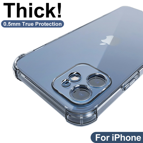 Thick Shockproof Silicone Phone Case For iPhone 12 11 Pro Xs Max lens Protection Case on iPhone X Xr 6s 7 8 Plus case Back Cover ► Photo 1/6