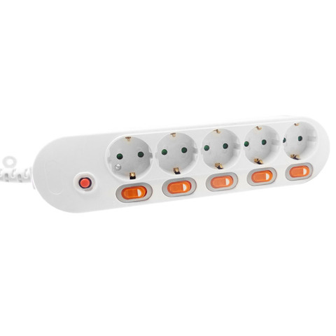 European Germany Extension Cord Socket 1.5/2.5M EU Power Plug 5AC Outlets Charging Port Separate Switch Control Electric Socket ► Photo 1/6