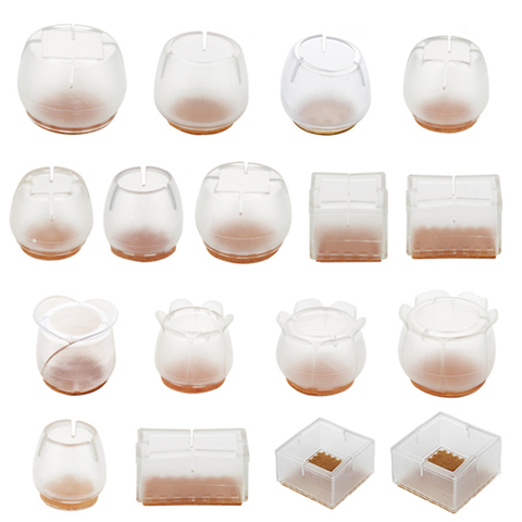 16pcs Silicone Rectangle Square Round Chair Leg Caps Feet Pads Furniture Table Covers Wood Floor Protectors ► Photo 1/6