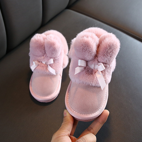 Children Snow Boots girls Kids Cute Ankle Boots with fur ball Keep WarmThicken Princess shoes with Bow Non-slip Cotton SYY080 ► Photo 1/6