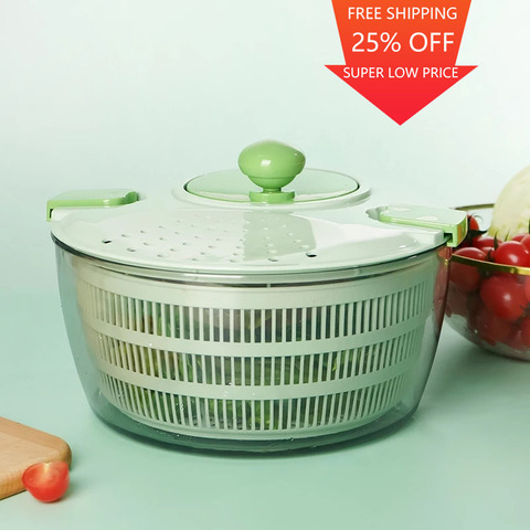 Vegetable And Fruit Vegetable Drain Basket Dehydrator Multifunctional Household Dryer Basket Shake Plastic Kitchen Tool Spinner ► Photo 1/6