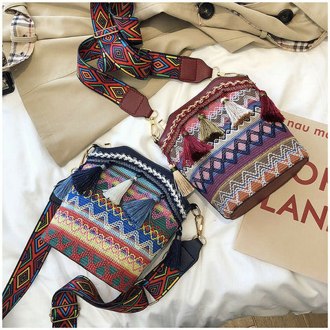 Casual Hand Woven Hobo Crossbody Ethnic Straw Bags Women Handbag Retro Flap Rattan Straw Beach Tassel Women Messenger Bags ► Photo 1/6