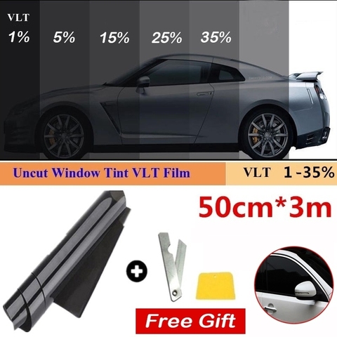 1 Roll 50cm X 3m 1/5/15/25/35 Percent VLT Window Tint Tinting Glass Sticker Sun Shade Film for Car Residential ► Photo 1/6
