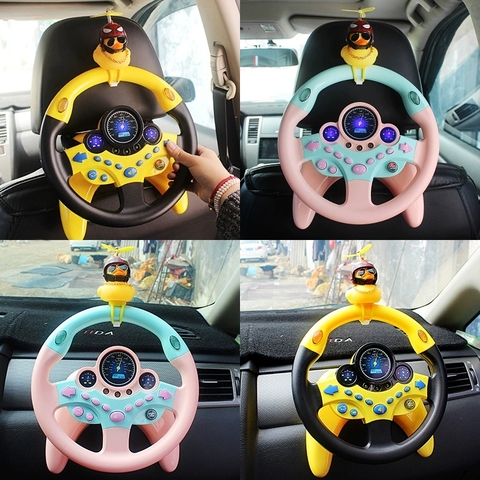 Cute Children Steering Wheel Toy with Light Simulation Driving Sound Music Funny Educational Baby Electronic Travel Kids Toys ► Photo 1/6