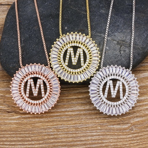 Hot Sale A-Z Initials 3 Colors Chooses Micro Pave CZ Letter Pendant Necklaces For Women Charm Chain Family Jewelry Gift ► Photo 1/6