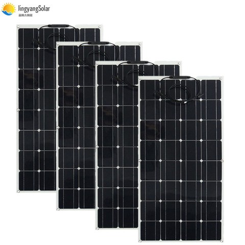400W Solar Panel Equal 4pcs 100w Solar Panel Mono Solar Cell 100W Solar Panel 12v Solar Charger For RV Home Roof Boat 200w 300w ► Photo 1/6