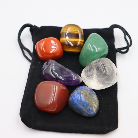 7pcs/Set Reiki Natural Stone Tumbled stone Irregular Polishing Rock Quartz Yoga Energy Bead For Chakra Healing Decoration ► Photo 1/6