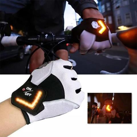 1 Pair of White Turning Automatic Sensor Turn Signal Gloves Warning Light Gloves Riding Gloves Gravity Sensor Automatic ► Photo 1/6