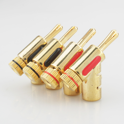 HI-END GOLD PLATED LOCK SPEAKER CABLE PLUG BANANA  CONNECTOR x 4 ► Photo 1/6