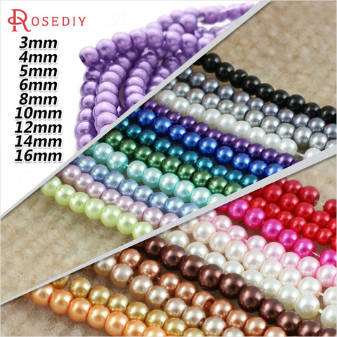(JM7511)3mm 4mm 6mm 8mm 10mm 12mm 14mm 16mm Colorful tone Glass Dyeing Color Beads Round Imitation pearls ► Photo 1/6