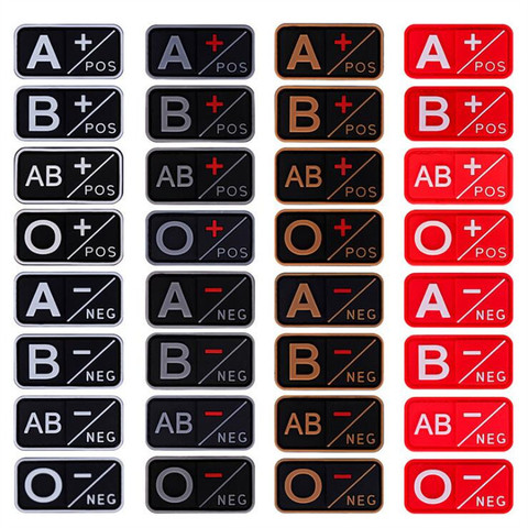 3D Patch A + B + AB + O+ POS A-B-AB-O Positive -Negative NEG Sanguine Type Blood Patch Moral Tactical Patches Military Emblems ► Photo 1/6