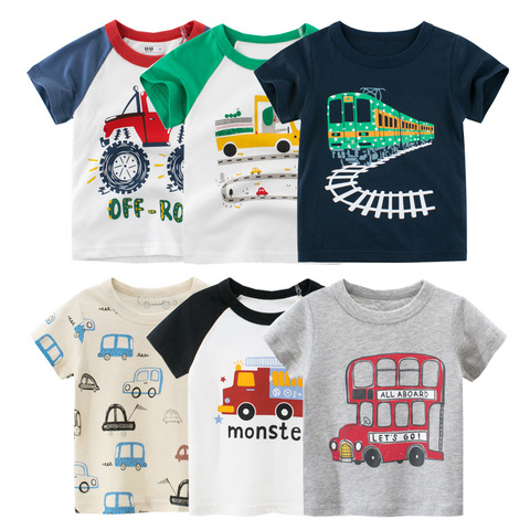 2-10Years Cartoon Car Print Boys Girls T Shirt Summer Children Kids Clothes Shorts Sleeve O-Neck Cotton Tops Tees Dropshipping ► Photo 1/6