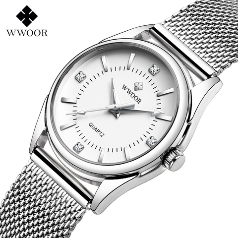 WWOOR Small Watch Women Luxury Brand Everyday Dress Bracelet Watches Silver Stainless Steel Diamond Wrist Watch For Women Clocks ► Photo 1/6