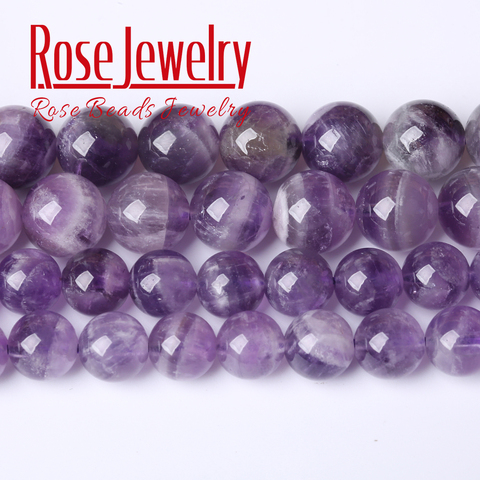 Wholesale Natural Stone Dream Lace Color Purple Amethysts Crystals Round Loose Beads 15